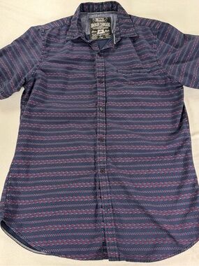 Broken Thread Premimum Denim Goods Mens L Short Sleeve Button Blue 100% Cotton